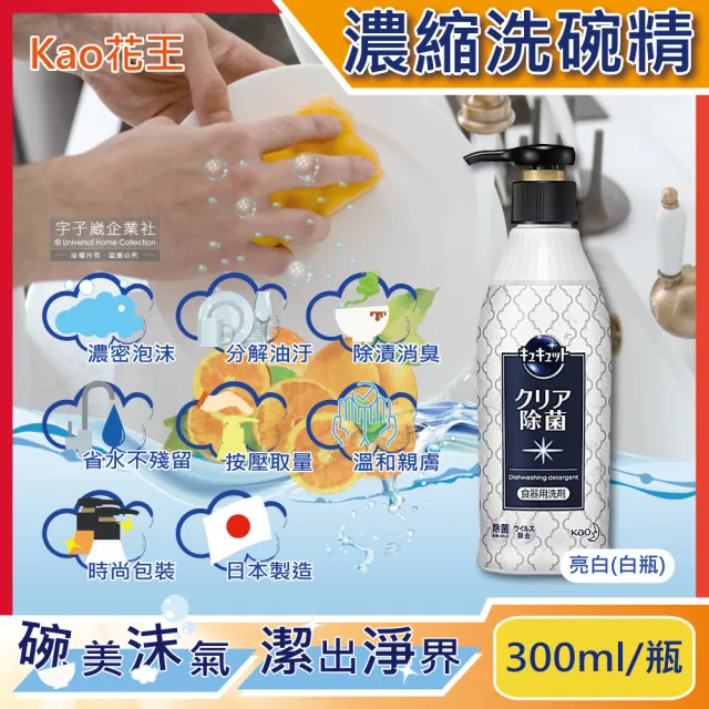 【日本KAO花王】珂珂透CUCUTE解油去漬消臭濃縮高效洗碗精(300ml/按壓瓶 清潔餐具鍋具砧板海綿露營烤肉)