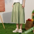 【betty’s 貝蒂思】格紋百摺剪接長裙(綠色)