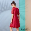 【LUNG.L 林佳樺】LM33H#紅色蕾絲圓領五分袖洋裝(女裝)