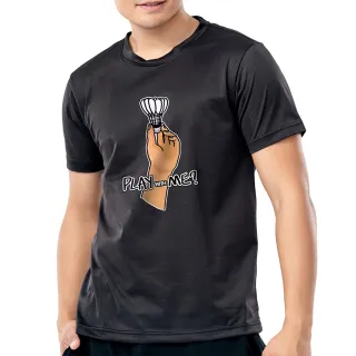 【MISPORT 運動迷】台灣製 運動上衣 T恤-羽球五指舉好/運動排汗衫(MIT專利呼吸排汗衣)