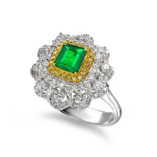 【CTJ】同樂節!鉅獻 1克拉 天然祖母綠 天然鑽石 鑽石戒指(天然哥倫比亞祖母綠鑽石戒指)