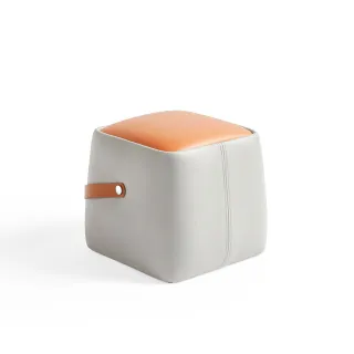 【hoi! 好好生活】林氏木業簡約時尚科技布可手提小椅凳 LH025-橙+銀灰色