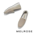 【MELROSE】簡約質感M字金屬飾釦全真皮厚底休閒鞋(米)