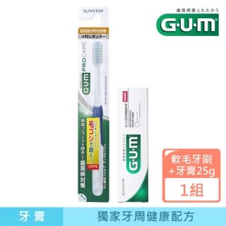 【G.U.M】牙周護理牙刷#688超彈力極細毛+牙周護理牙膏25g(刷柄顏色隨機)