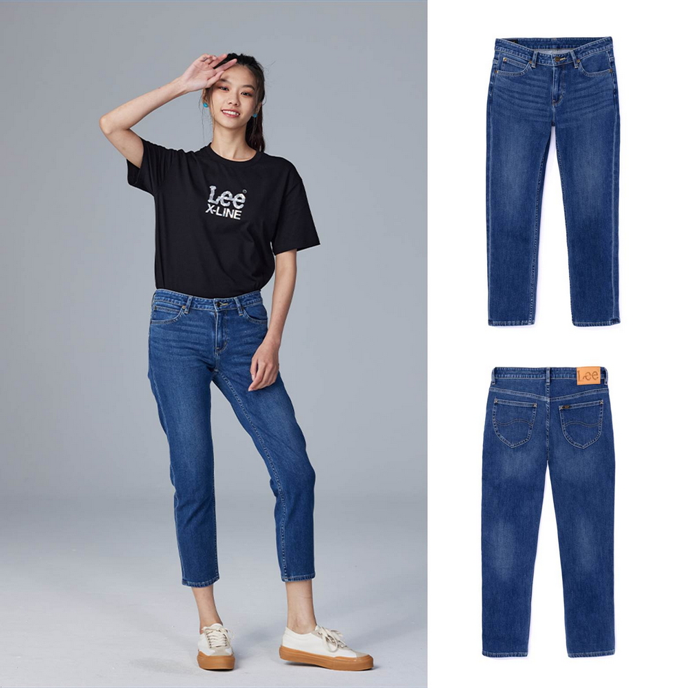 【Lee】出清品-女裝 牛仔褲 / 401 中腰標準小直筒 七分褲 淺藍洗水(LL220306791)