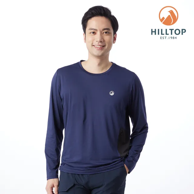 【Hilltop 山頂鳥】吸濕快乾長袖針織上衣 男款 藍｜PS15XM33ECE0