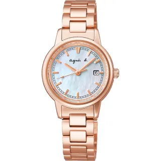【agnes b.】太陽能甜美貝殼面手錶-27mm 情人節 禮物(V137-KZR0K/BY2012X1)