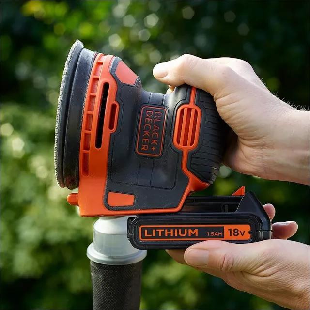 【Black+Decker】20VMax 鋰電偏心砂磨機套組BDCROS18-TWZZ