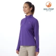 【Hilltop 山頂鳥】POLARTEC 半襟拉鏈長袖針織上衣 女款 紫｜PS15XF33ECJ0