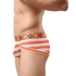 【SOUTONG】1件 半透明網紗柔感型男平口褲-條紋橘白色(三角褲、平口褲、四角褲、內褲、男內褲)