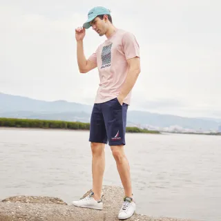【NAUTICA】男裝 COMPETITION素面LOGO刺繡休閒短褲(深藍)