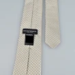【EMPORIO ARMANI】EMPORIO ARMANI標籤LOGO印花老鷹搭條紋設計桑蠶絲領帶(寬版/奶油米)