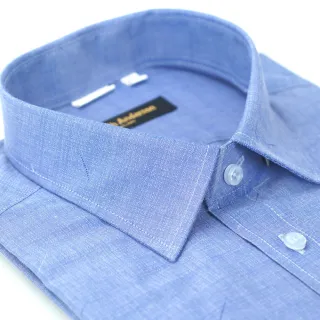 【金安德森】深藍色斜紋窄版短袖襯衫