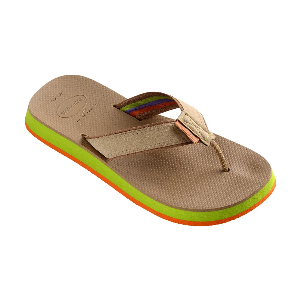 【havaianas 哈瓦仕】拖鞋 男鞋 夾腳拖 寬帶 皮革鞋帶 Urban Fusion II 卡其色 4147292-3581M(哈瓦士)