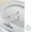 【City Diamond 引雅】『洋甘菊』18K日本AKOYA珍珠白K金長吊垂掛式耳環(東京Yuki系列)