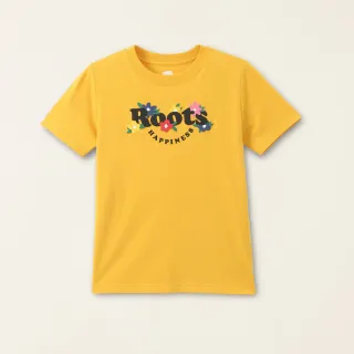 【Roots】Roots大童-擁抱真我系列 花朵文字有機棉短袖T恤(金黃色)