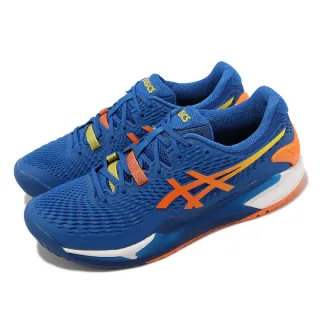 【asics 亞瑟士】網球鞋 GEL-Resolution 9 男鞋 藍 橙 支撐 緩震 底線型 亞瑟膠 亞瑟士(1041A384960)