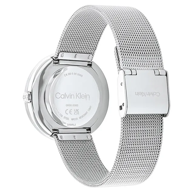 【Calvin Klein 凱文克萊】CK 極簡晶鑽時尚米蘭帶手錶-34mm 情人節 禮物(CK25200149)