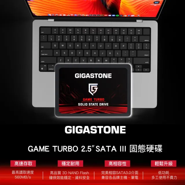 【GIGASTONE 立達】Game Turbo SSD 2TB SATA III 2.5吋固態硬碟(最高讀取速度560MB/s)