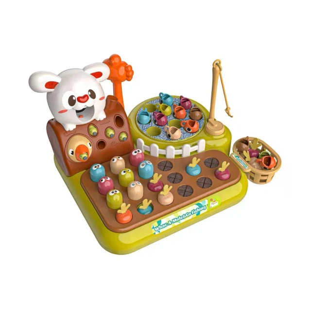 【愛兒樂園】四合一功能 兔子莊園釣魚玩具 益智玩具 打地鼠玩具