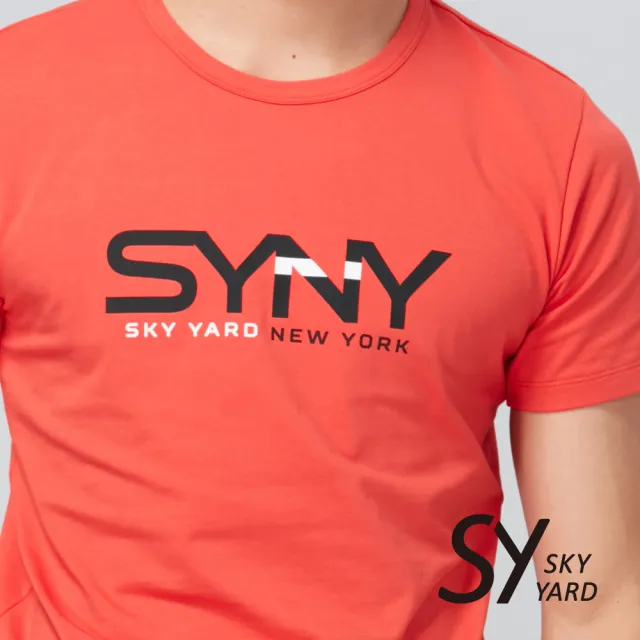 【SKY YARD】網路獨賣款-撞色字體設計悠閒棉質上衣T恤(紅色)