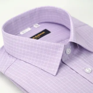 【金安德森】紫色格紋窄版短袖襯衫-fast