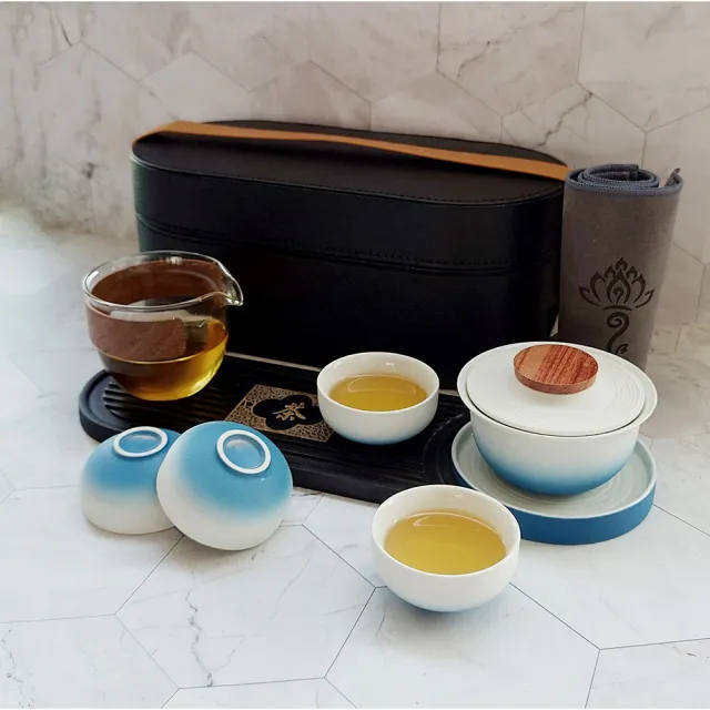 【Life shop】粗陶旅行茶具組/附精美收納盒(泡茶組 交換禮物 茶具 旅行茶具 茶器套組)