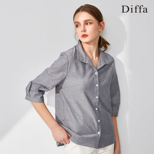 【Diffa】立領七分袖上衣-女
