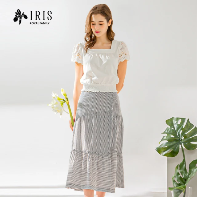 【IRIS 艾莉詩】設計感拼接條紋裙(32243)