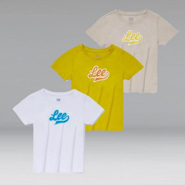 【Lee】童裝 短袖T恤 / 草寫印花 大LOGO 共3色 標準版型(LB302065727/LB302065K14/LB30206597W)