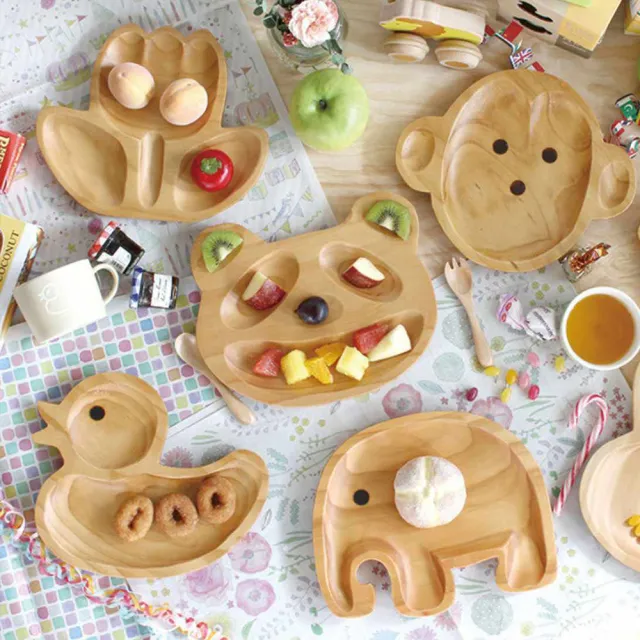 【SPICE】PETITS ET MAMAN 造型木質餐盤-趣味熊貓(動物造型分隔餐盤/木托盤/兒童餐盤)