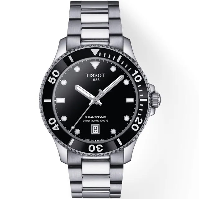 【TISSOT 天梭 官方授權】SEASTAR 1000海星300米潛水 運動對錶(T1204101105100+T1202101105100)