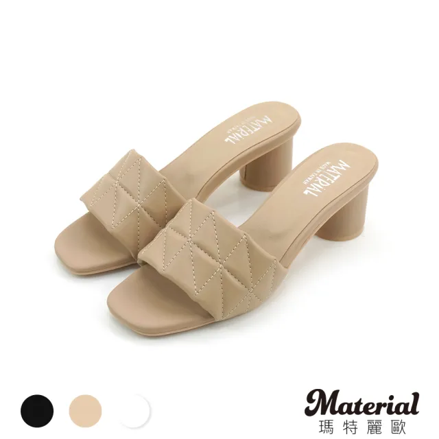 【MATERIAL 瑪特麗歐】女鞋 跟鞋 MIT一字格紋方頭跟鞋 T3558(跟鞋)