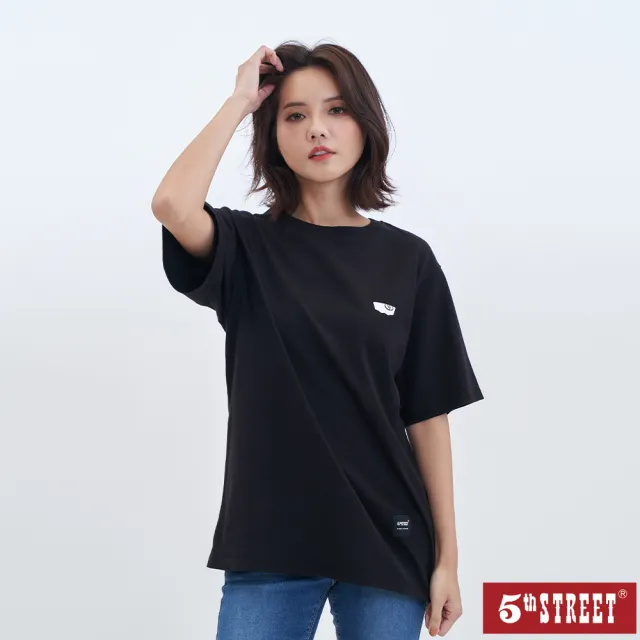 【5th STREET】雙11 中性 短t 短袖 上衣 t恤 TEE logo 黑色(5A7010)