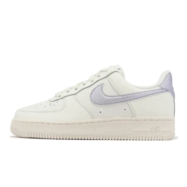 【NIKE 耐吉】休閒鞋 Wmns Air Force 1 07 ESS 米白 紫 金屬感 女鞋 AF1(DV7470-100)