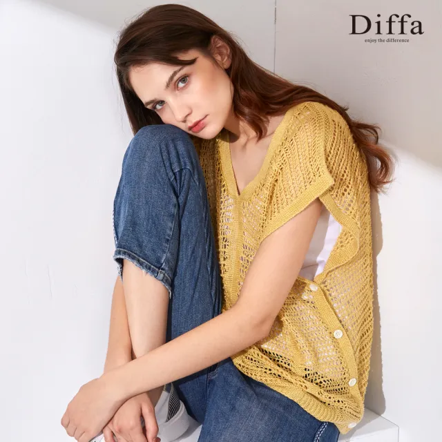 【Diffa】鏤空罩衫式線衫-女