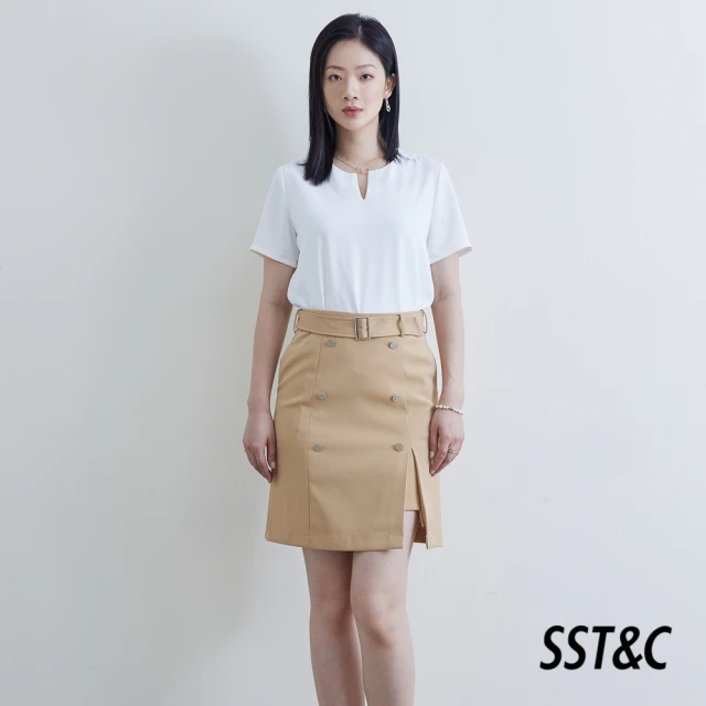 SST&C 新品８５折 藏青修身西裝褲0212404007 