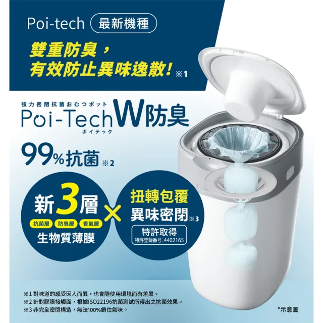 【Combi官方直營】Poi-Tech雙重防臭(尿布處理器)
