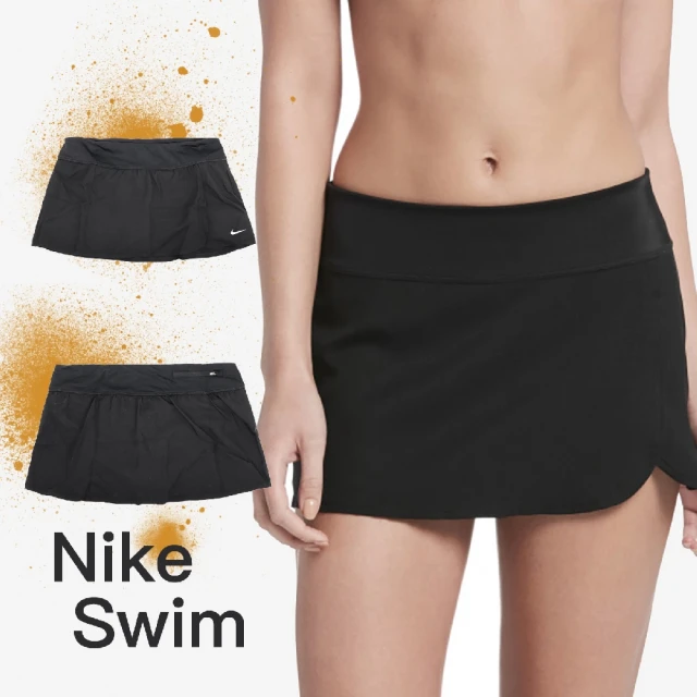 NIKE 耐吉 短裙 Element Swim Boardskirt 泳裙 女款 黑 全黑 Dri FIT 游泳(NESS9201-001)