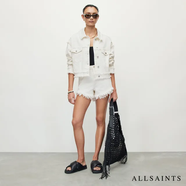 【ALLSAINTS】CLAUDE 個性純棉抽鬚牛仔外套 WO076Y(常規版型)