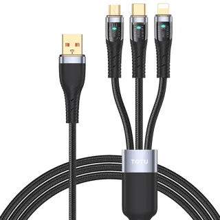 【TOTU 拓途】一分三 Lightning/安卓MicroUSB/TypeC 1.5M 快充/充電傳輸線 CB-8系列(iPhone充電線)