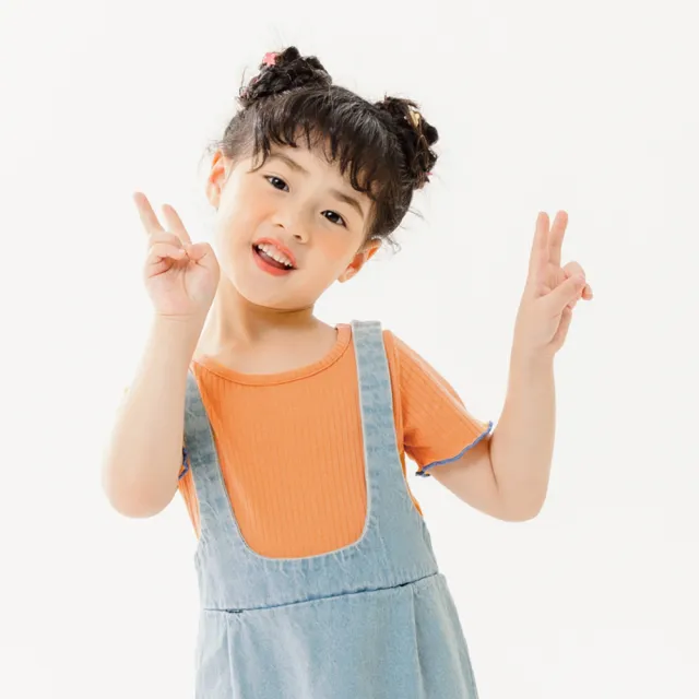 【OB 嚴選】彈力針織坑條撞色滾邊後交叉上衣親子款童裝 《QA1677》