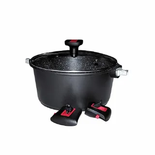 【Baumalu】24cm．Granit Pro雙耳湯鍋附蓋-花崗岩紋