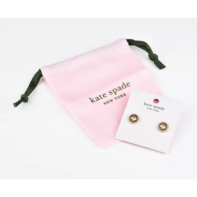 【KATE SPADE】KATE SPADE The Spade Pave經典簍空LOGO設計鑽鑲飾穿式耳環(金)