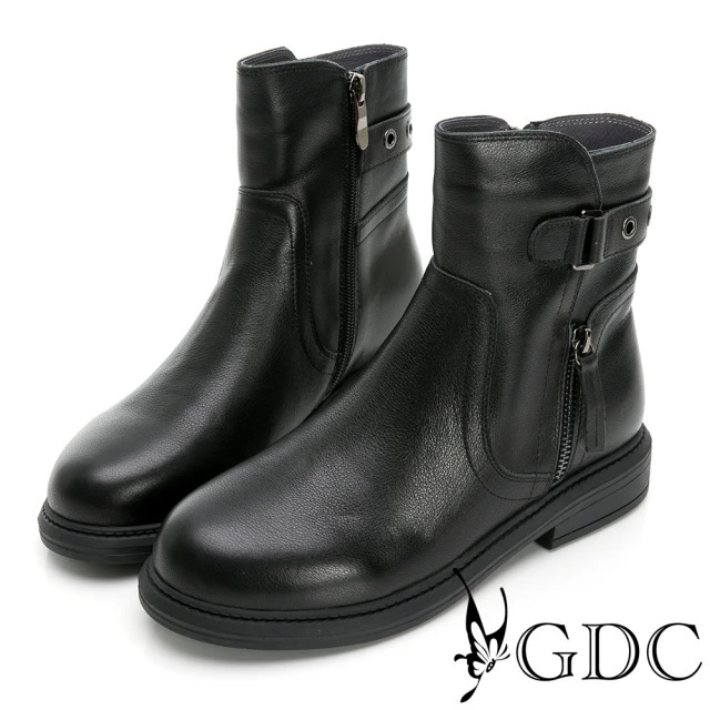【GDC】工業風美式基本款真皮舒適短靴-黑色(228567-00)