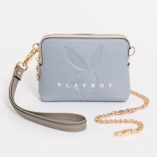 【PLAYBOY】零錢包附鏈帶與手挽帶 Retro sweetheart系列(藍色)