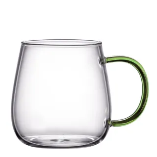 【職人生活網】185-PG450G 咖啡杯 透明玻璃杯 辦公室水杯 琉璃杯 茶杯(2入 綠琉璃玻璃杯450ml 馬克杯)