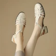 【WYPEX】現貨+預購 法式真皮羅馬涼鞋 透氣編織低跟涼鞋 瑪莉珍(2色)