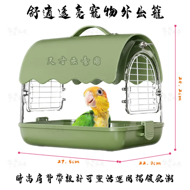 【YOYO 悠悠水族】時尚鸚鵡外出籠_皮革綠(鳥飼料、鸚鵡飼料、鳥用品、鳥玩具、鸚鵡用品、鸚鵡玩具、水晶籠)