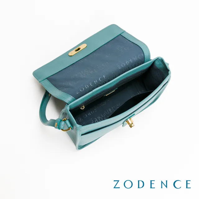 【ZODENCE 佐登司】RENEE進口真皮水滴釦長型斜背包(湖綠)